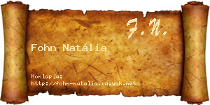 Fohn Natália névjegykártya